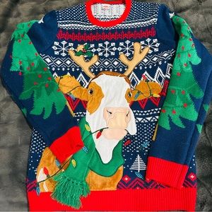 Festive Ugly Christmas Cow Sweater Size Medium